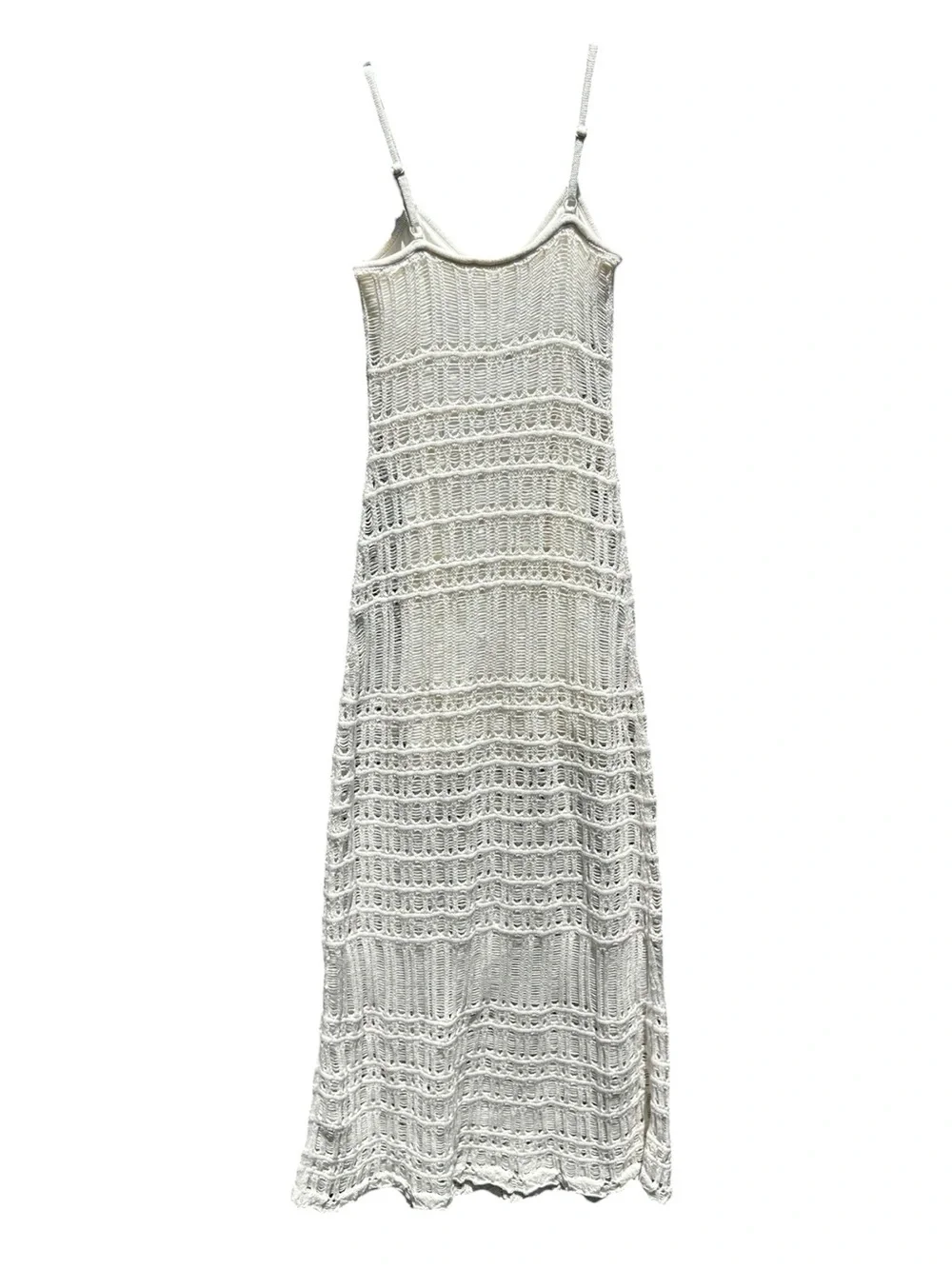 🌻NEW w/tag Abercrombie & Fitch White Crochet Maxi Dress Sleeveless Side Slit XS